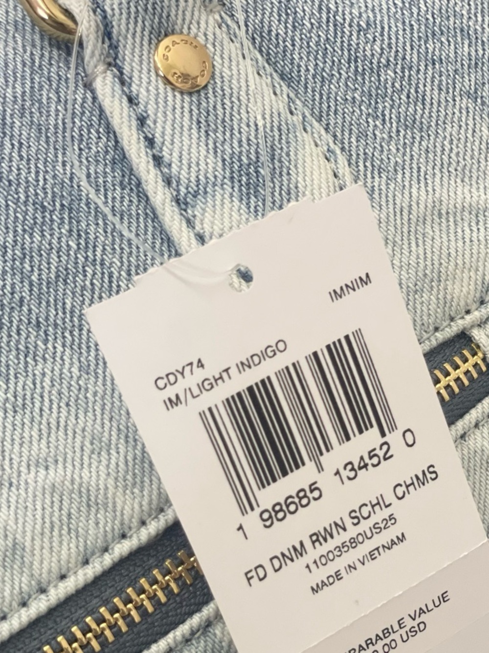 NWT Coach Rowan Satchel Bag In Denim With Charms CDY74 in Light Indigo - Picture 8 of 8